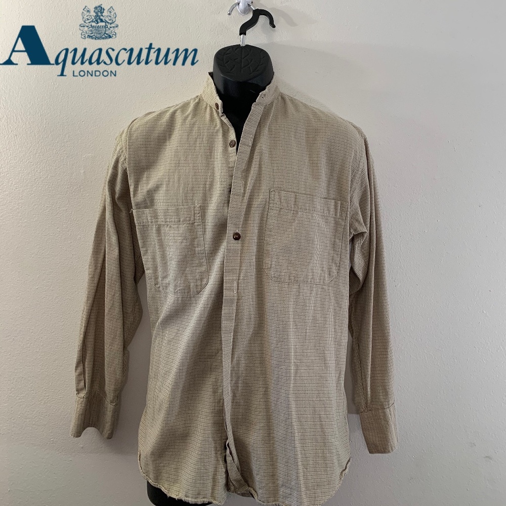 Aquascutum London Band Collar Shirt Small Cotton